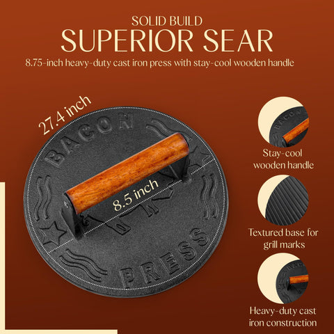 3-lb Bellemain press provides consistent weight distribution.