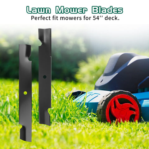 Belleone installation-ready blades mounted on mower deck close-up