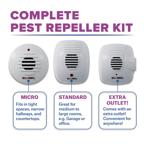 Bell+Howell Ultrasonic Pest Repeller outlet design provides convenient extra outlet.