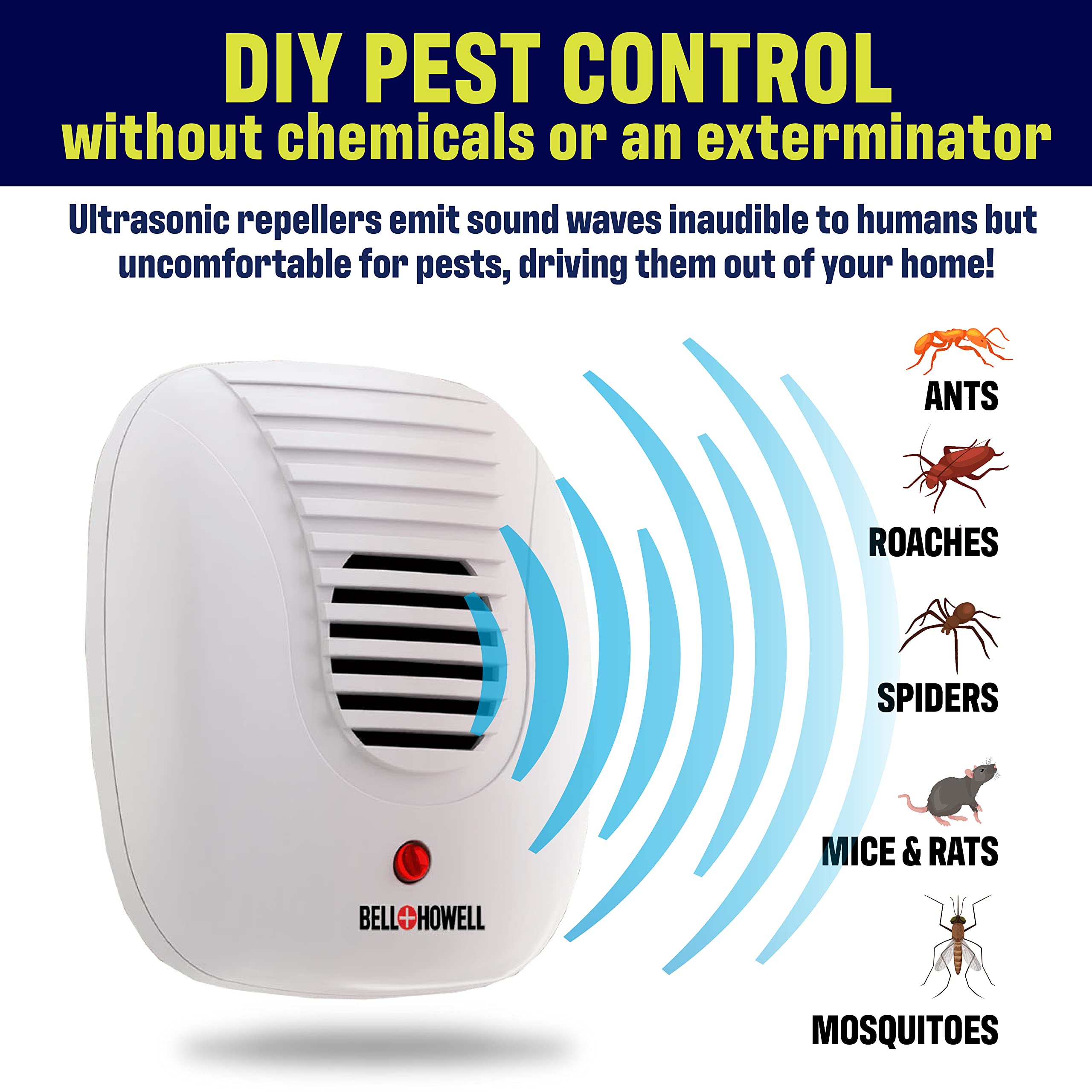 Bell+Howell Ultrasonic Pest Repeller standard unit ideal for hallways and entryways.
