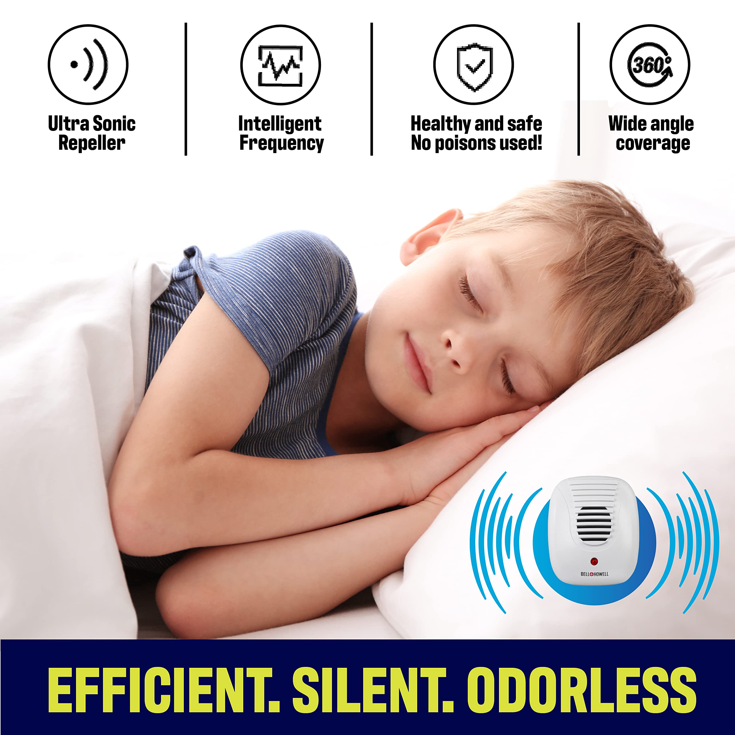 Bell+Howell Ultrasonic Pest Repeller three sizes for flexible installation.