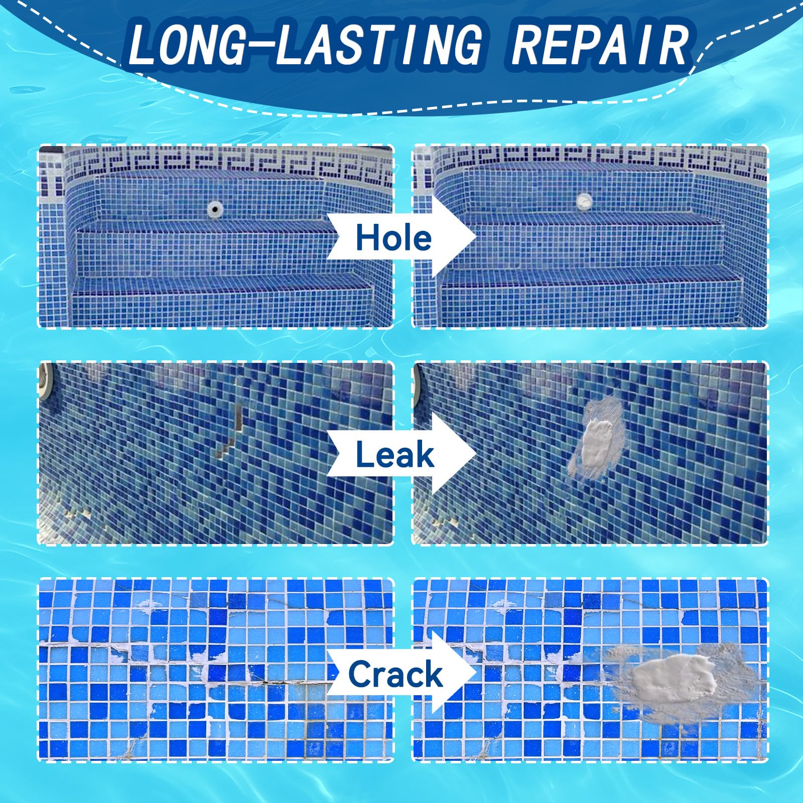 Bellisinno pool epoxy putty for above-water repair of cracks