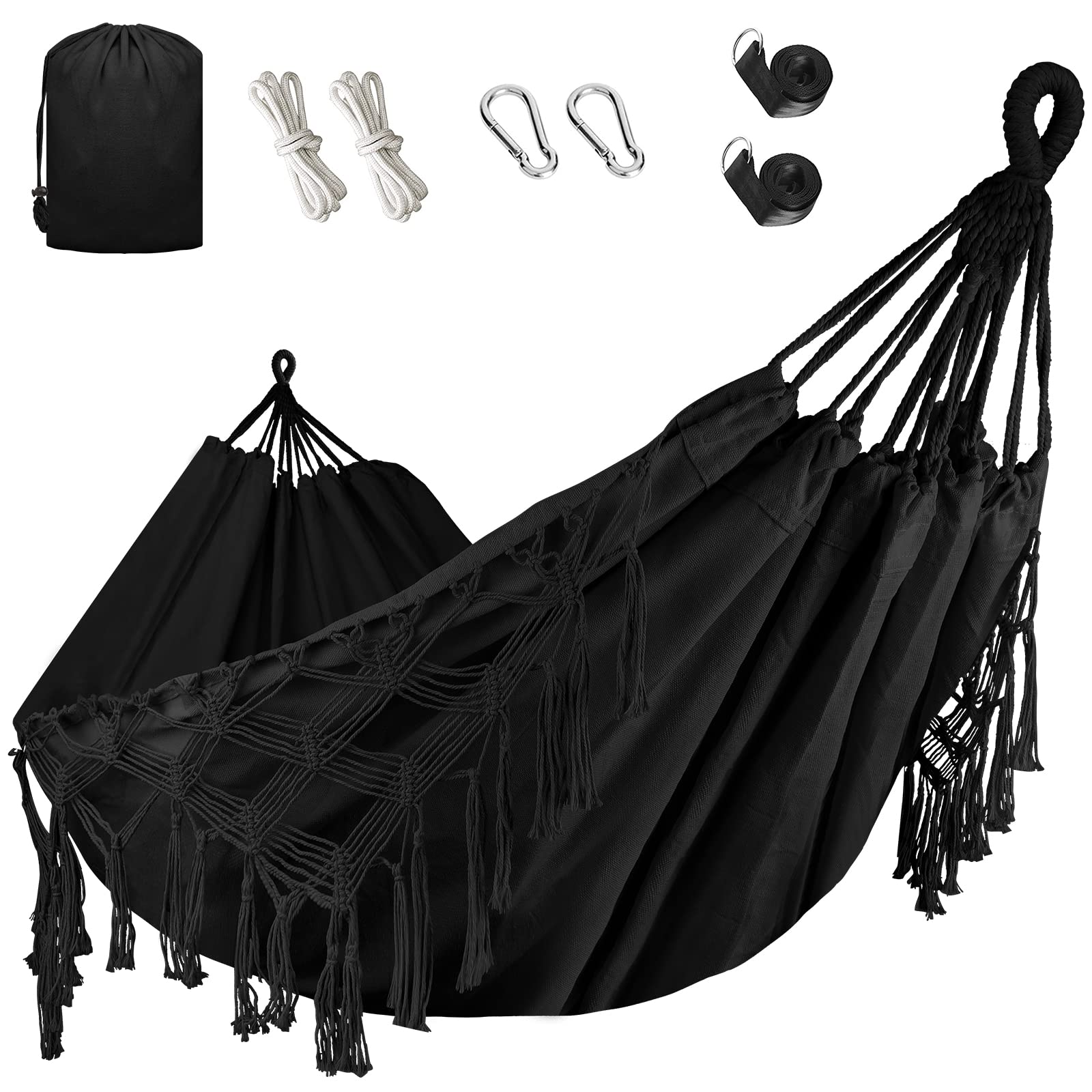 Bellzacasa double hammock with side tassels for stylish outdoor lounging
