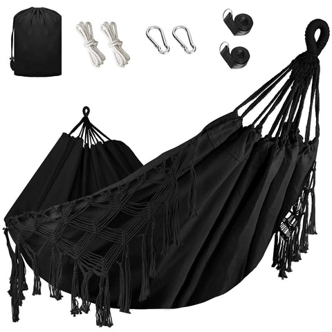 Bellzacasa double hammock with side tassels for stylish outdoor lounging