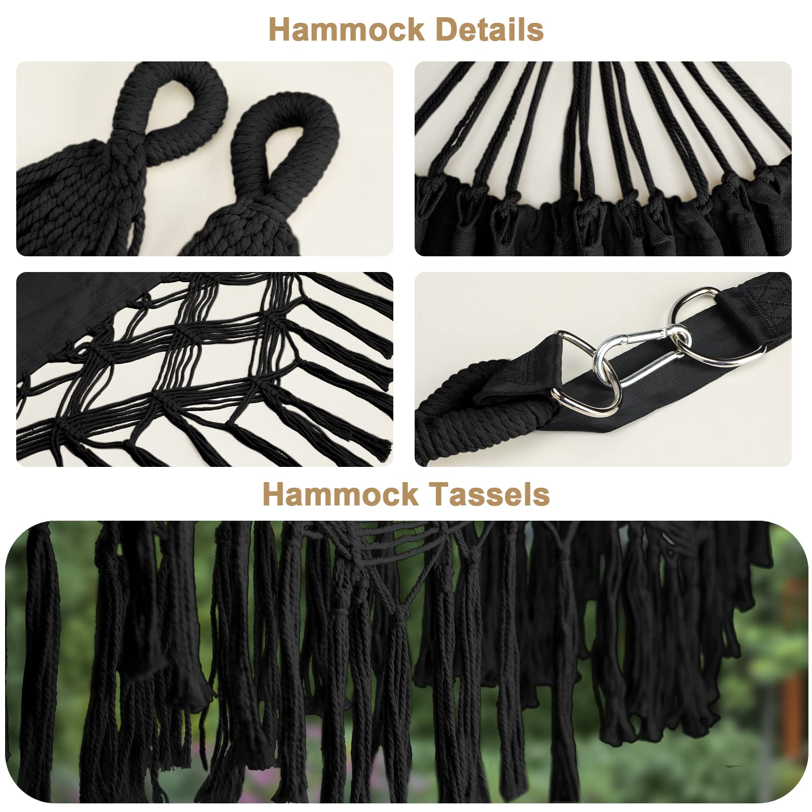 Bellzacasa hammock supports up to 500 lb for two adults securely