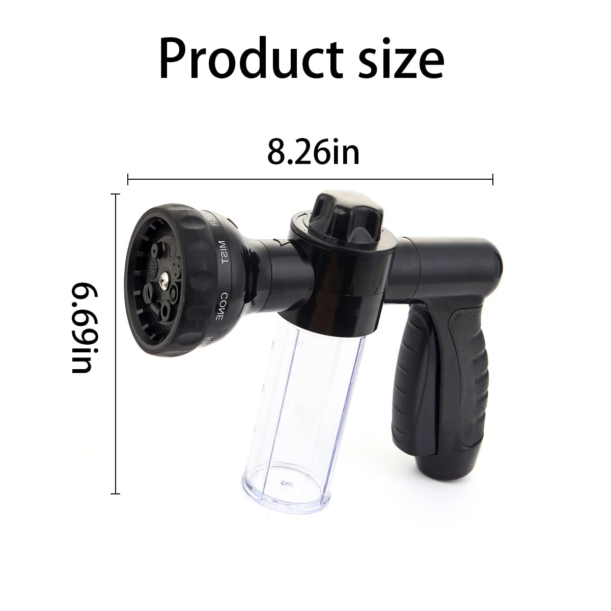 BELOMI foam nozzle showing 8-pattern versatility for tailored cleaning