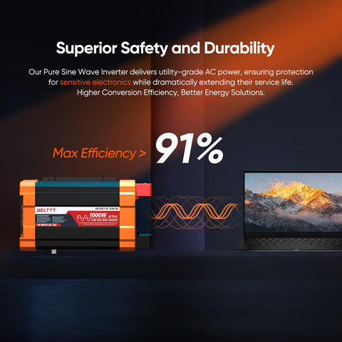 BELTTT 1000W pure sine inverter dual AC sockets for versatile on-the-go power