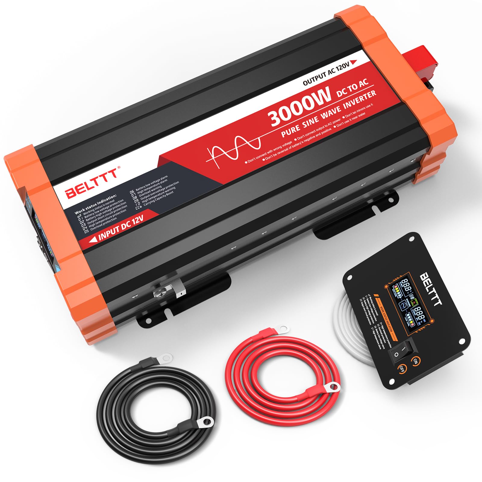BELTTT 3000W front view with dual AC sockets for versatile power.