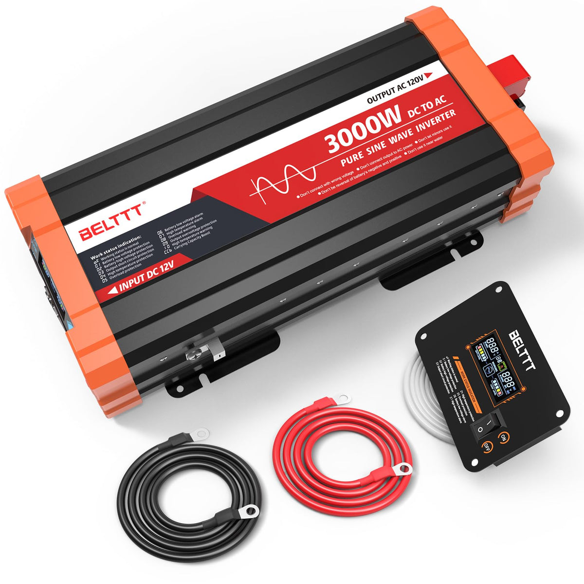 BELTTT 3000W front view with dual AC sockets for versatile power.