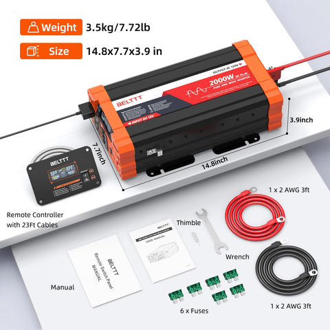 BELTTT peak surge capability up to 4000W for heavy-start loads.