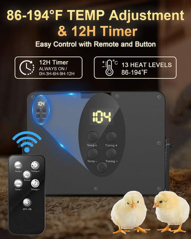 Adjustable height and 360 degree rotation supports growing chicks