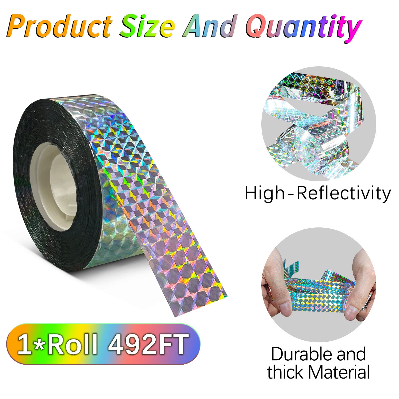 Benasan reflective bird deterrent ribbon on roof deters birds with light.