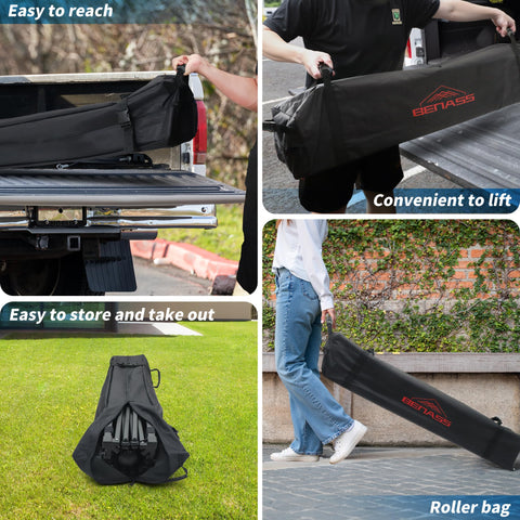 Single-person setup flow for the Benass canopy with easy transport