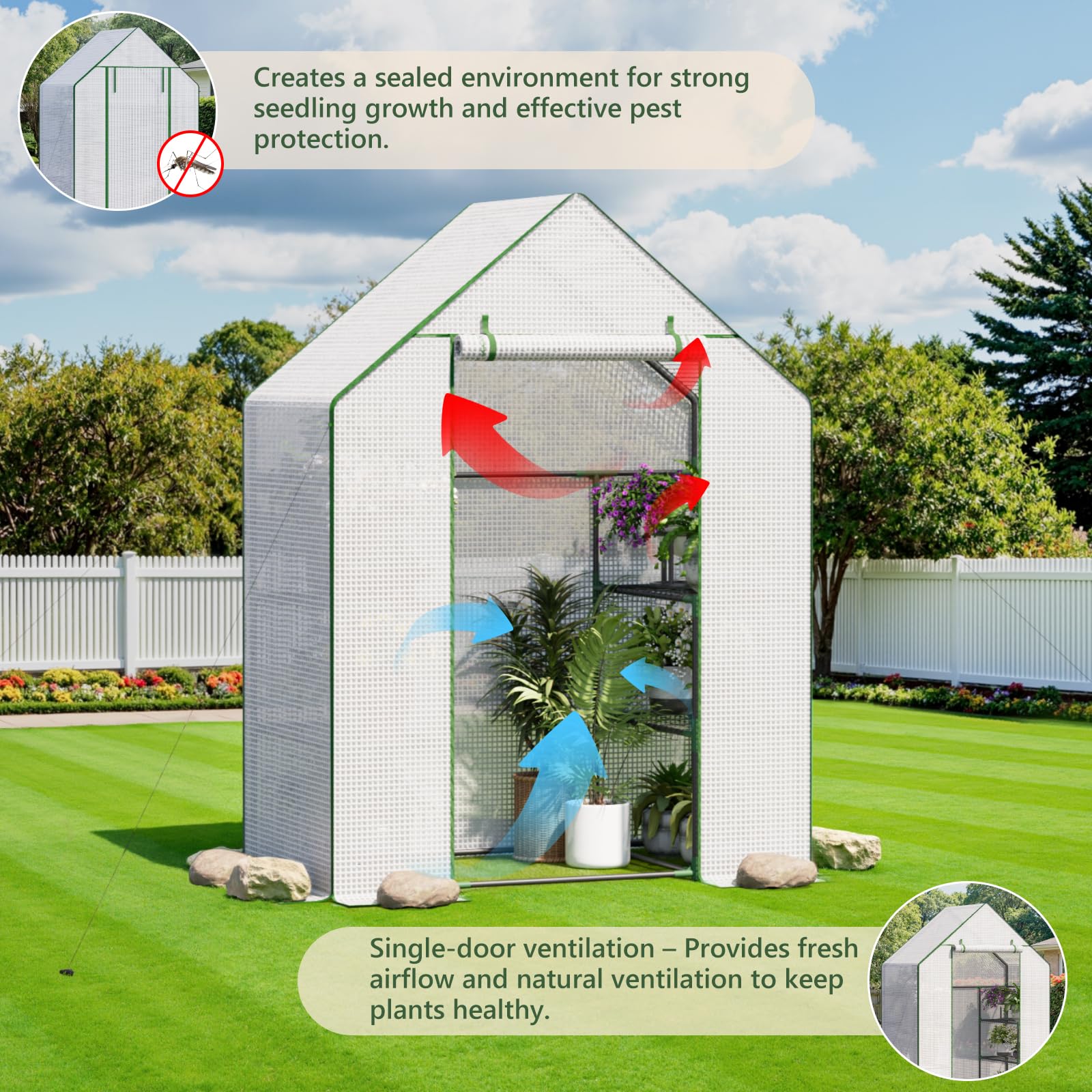 Benass greenhouse detachable setup enables tool-free assembly and seasonal relocation