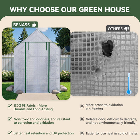 Benass greenhouse ideal for garden beds and patio seedlings