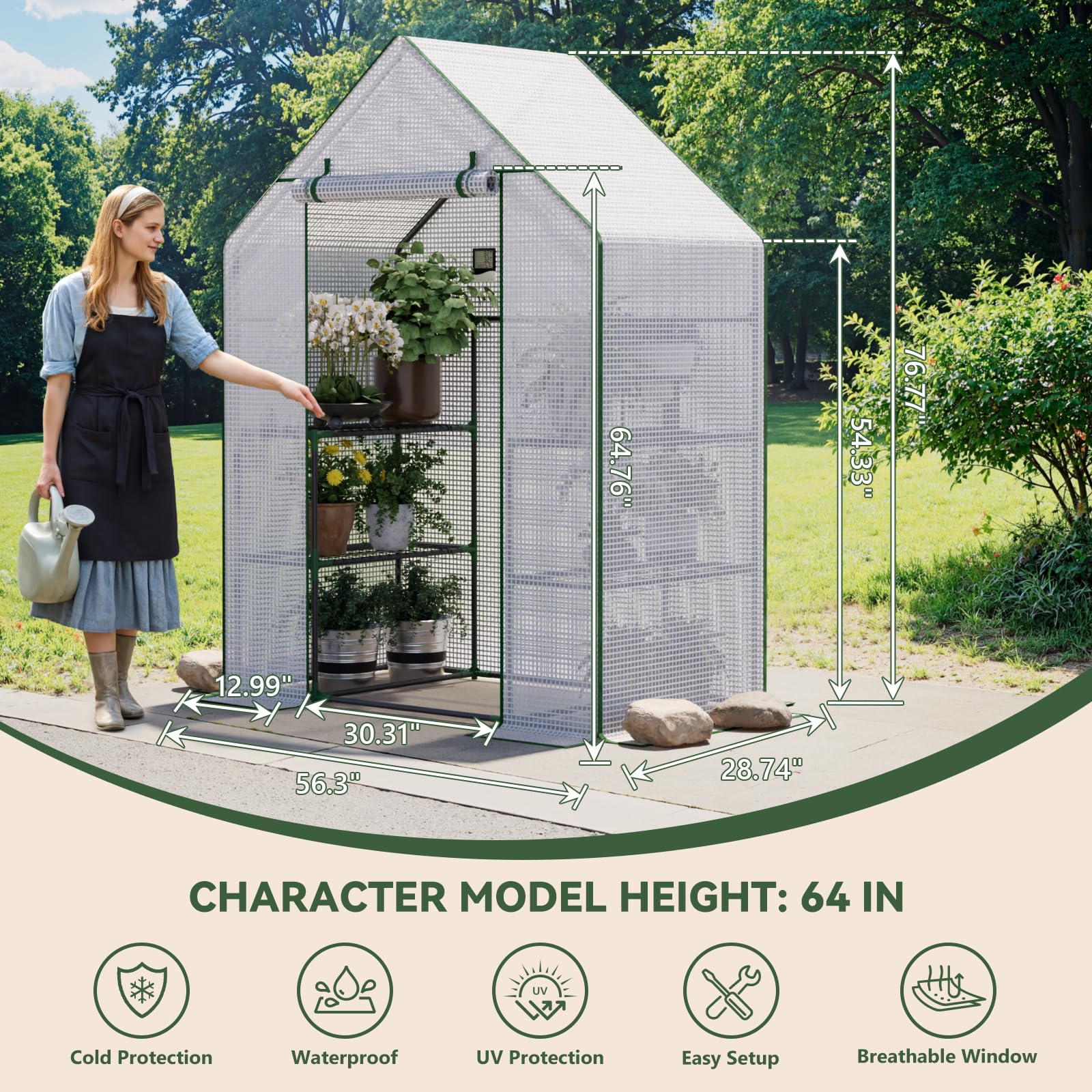 Benass greenhouse with thick PE cover provides weather protection for year-round plants