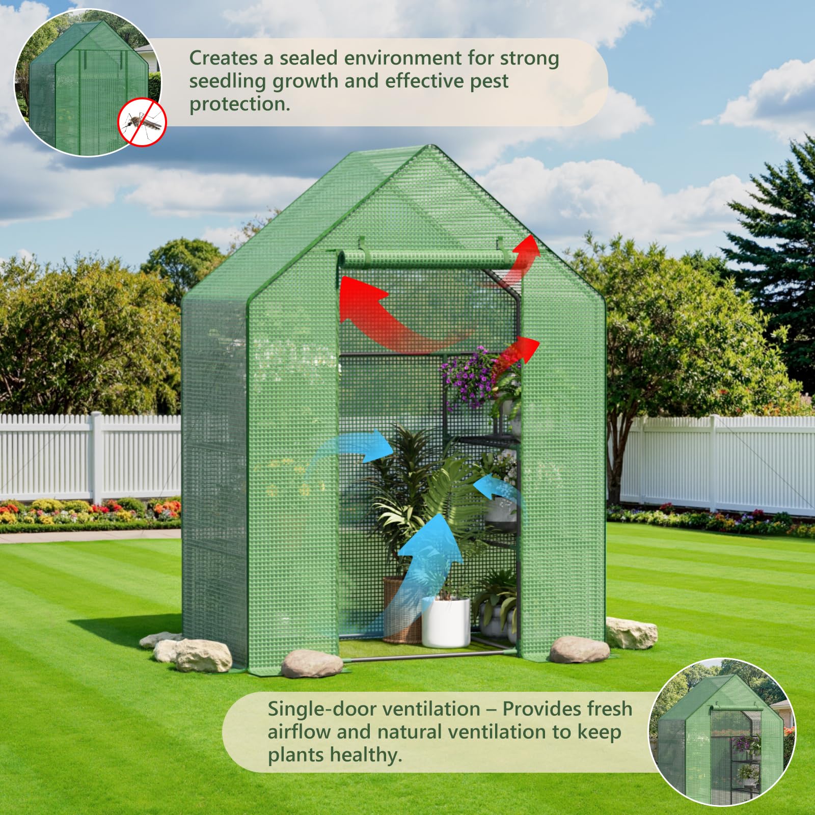 Benass greenhouse stable frame with E-coat and powder coating resists rust.