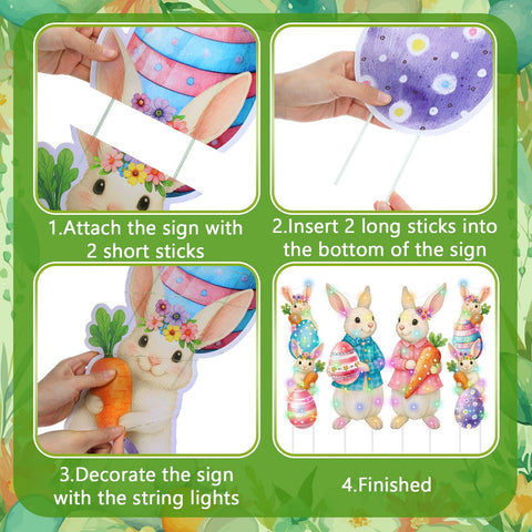 Bencailor bunny eggs carrots design sign adds festive charm to yard