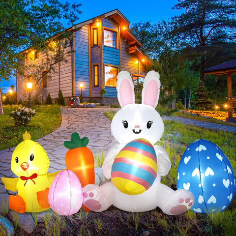 Bencailor Easter inflatable yard decor featuring bunny, chick, and eggs