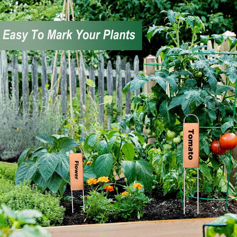 Bendical 11.8-inch garden markers in copper, tall and readable for large pots.