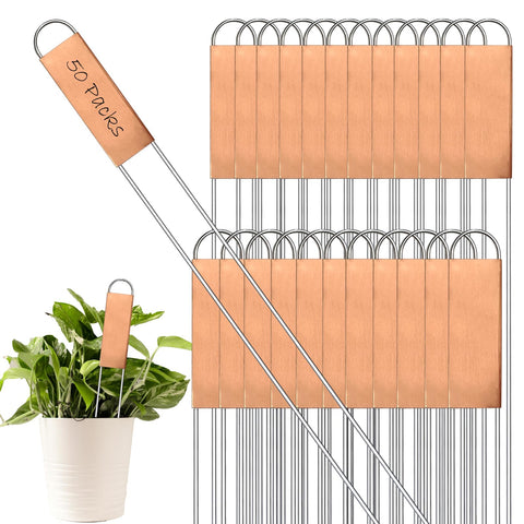 Bendical 50pcs metal plant labels copper 11.8 inch for durable outdoor garden labeling.