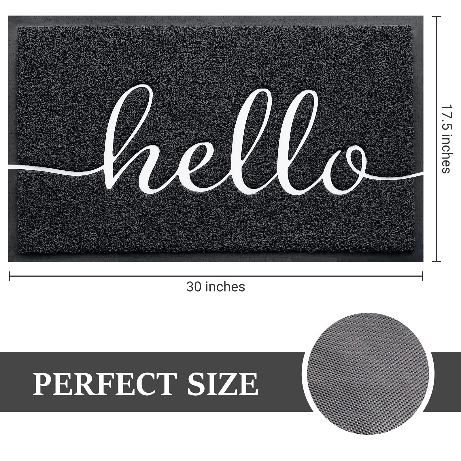 BeneathYourFeet door mat with embossed hello design in black.