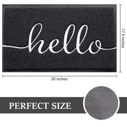 BeneathYourFeet door mat with embossed hello design in black.