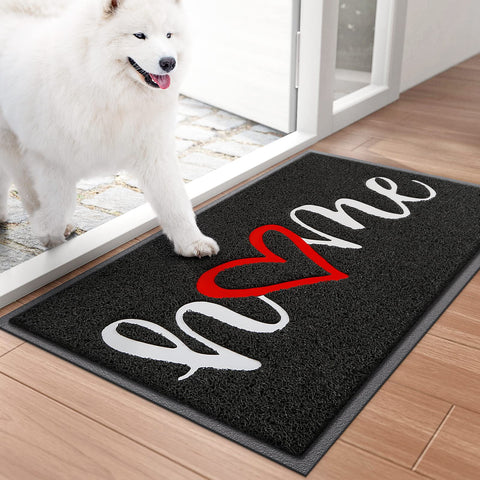 BeneathYourFeet door mat with hello embossing captures dirt and welcomes guests.