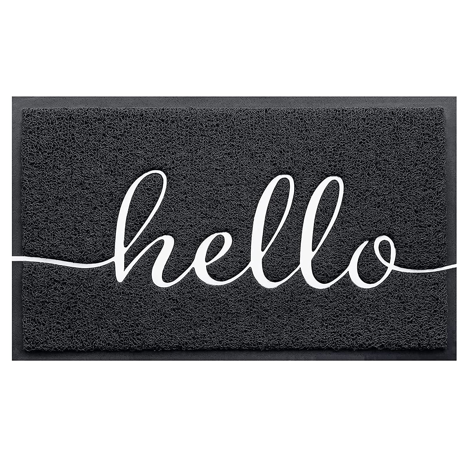 BeneathYourFeet door mat with hello emboss, durable front door rug that traps dirt.