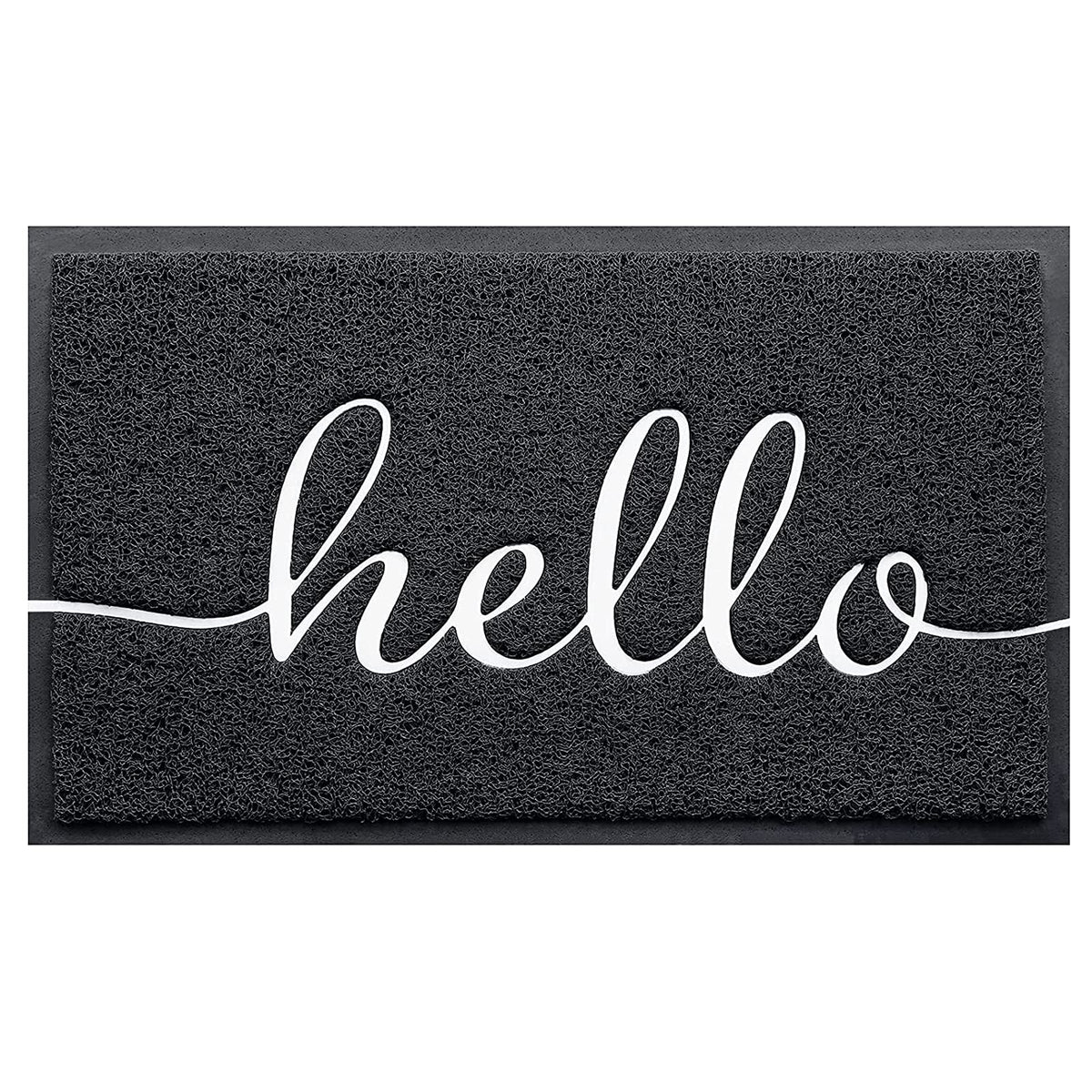 BeneathYourFeet door mat with hello emboss, durable front door rug that traps dirt.