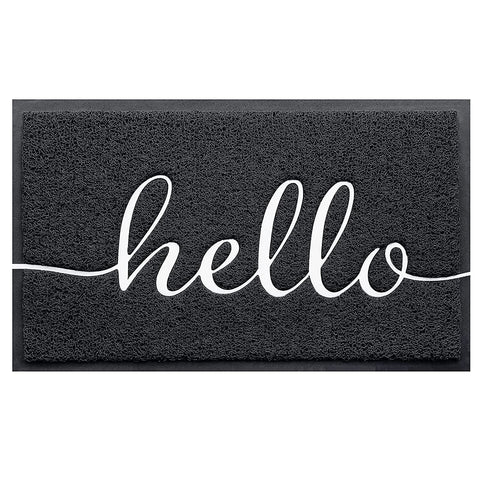 BeneathYourFeet door mat with hello emboss, durable front door rug that traps dirt.