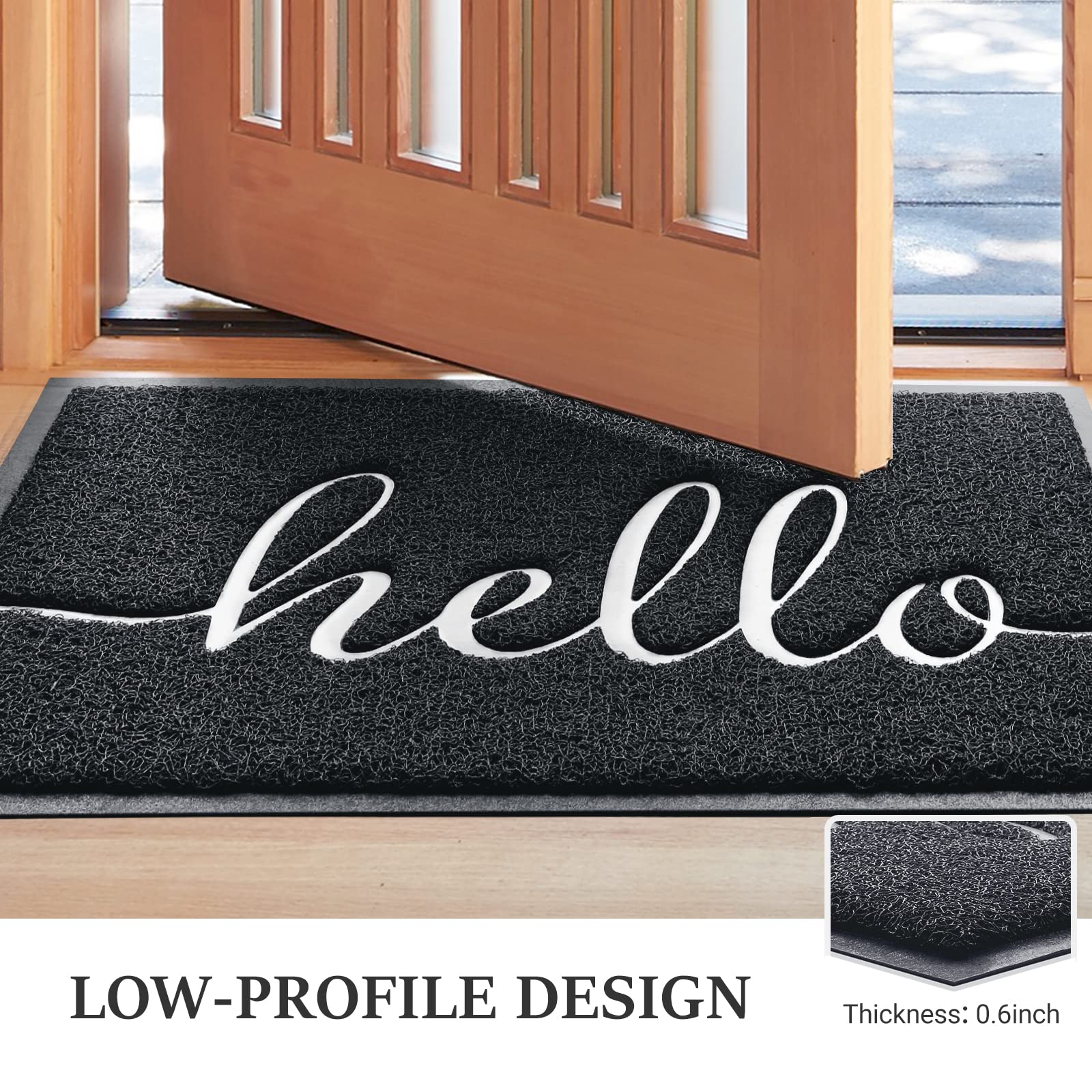 BeneathYourFeet mat with non-slip backing, stays in place on dry floors.
