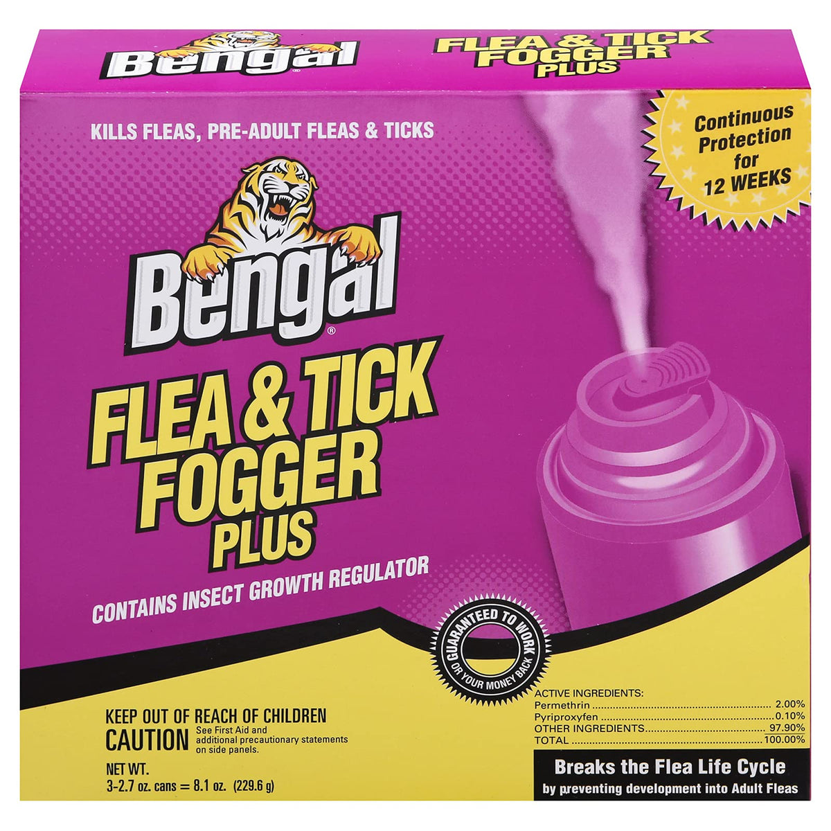 Bengal Flea and Tick Fogger Plus 3-pack for odorless indoor pest control.