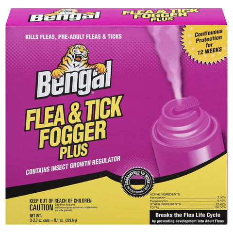 Bengal Flea and Tick Fogger Plus 3-pack for odorless indoor pest control.