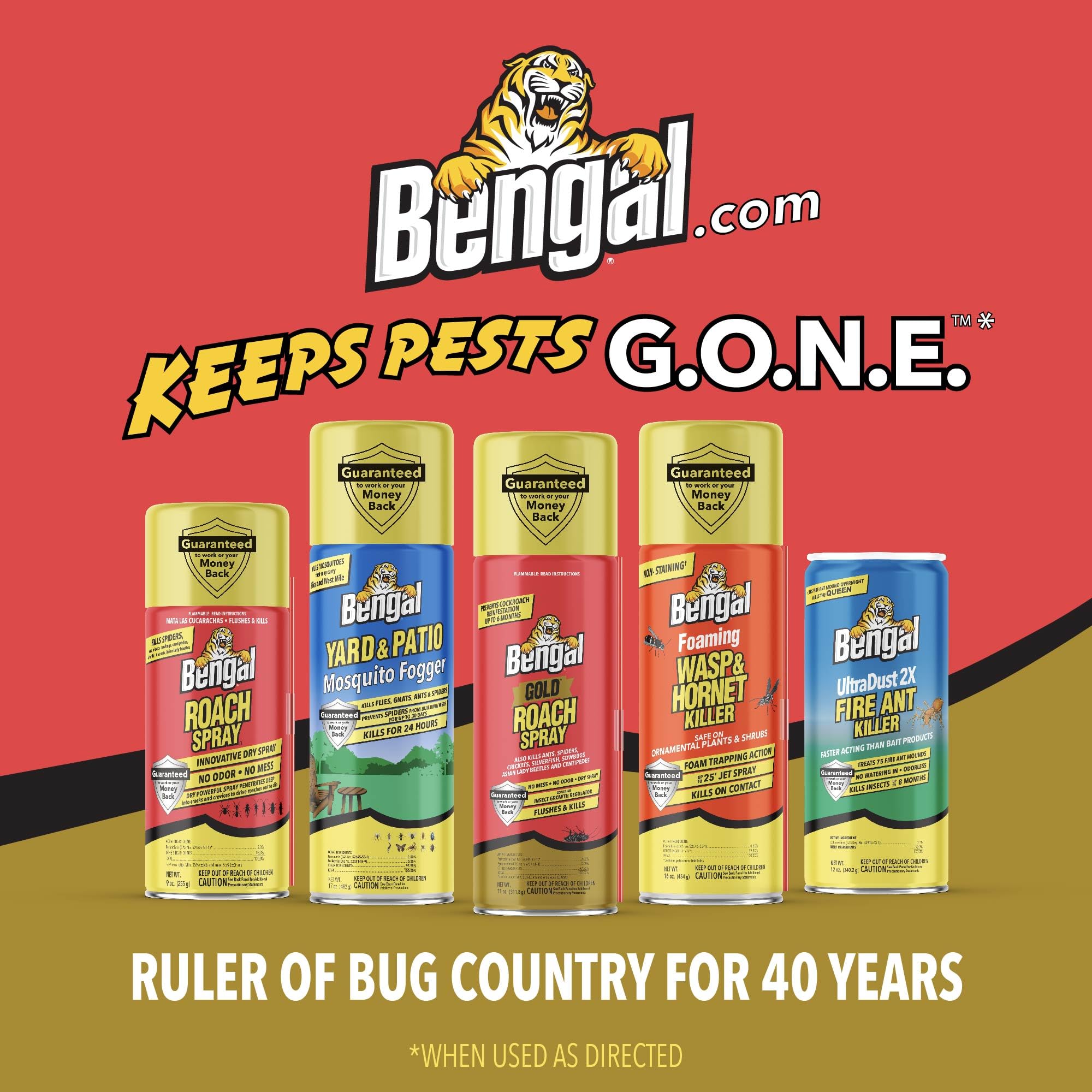 Bengal Gold Roach Spray 11 oz can for six months protection.