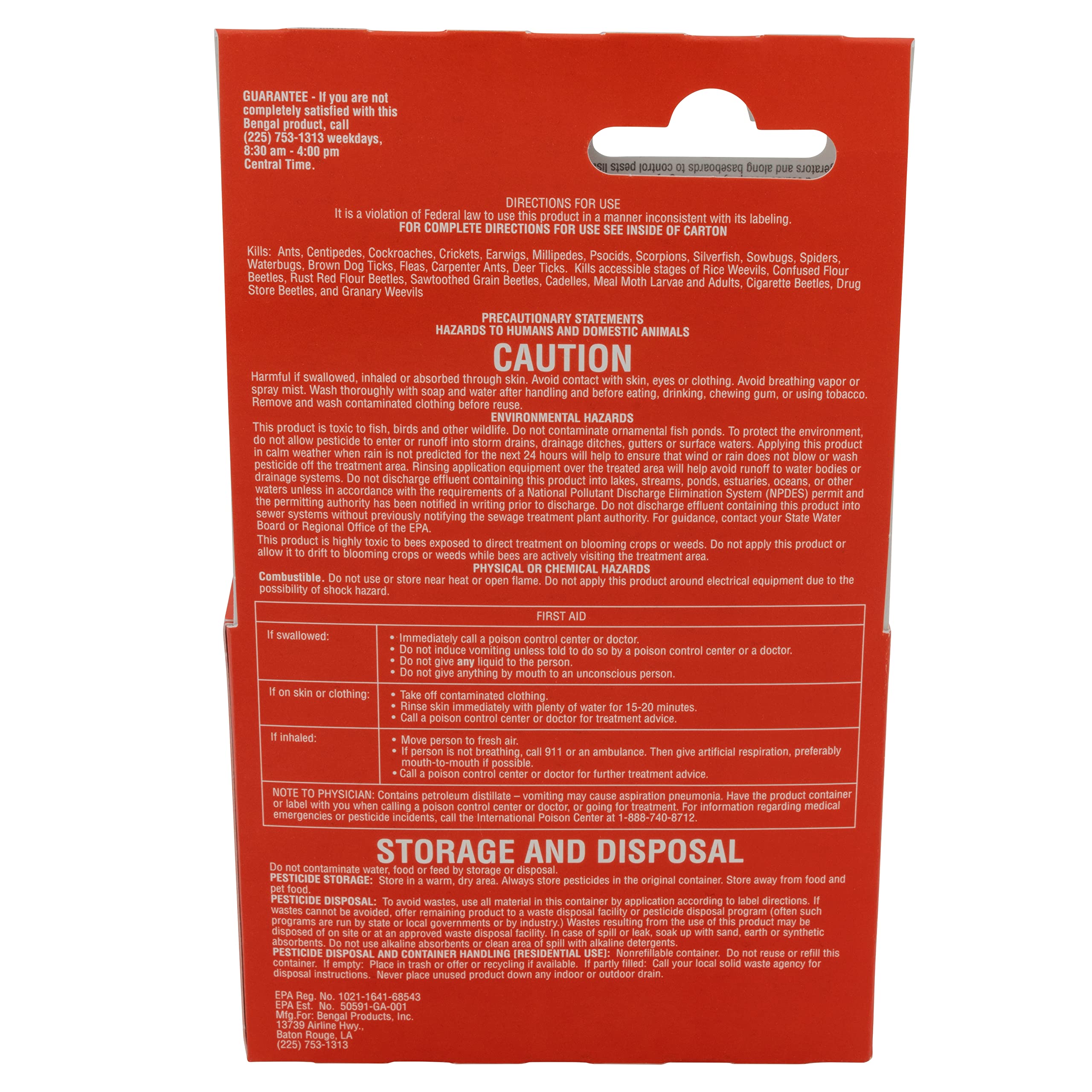 Bengal Insecticide Concentrate used outdoors on patios and foundations.
