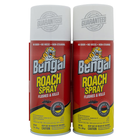 Bengal Roach Spray can-front shows odorless, mess-free pest control.