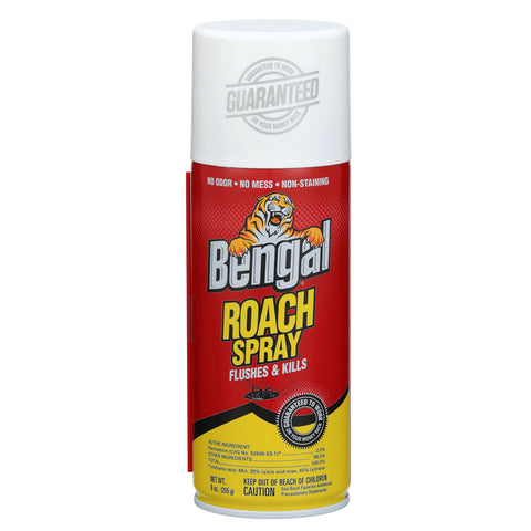 Three Bengal Roach Spray 9 oz cans ready for DIY pest control.