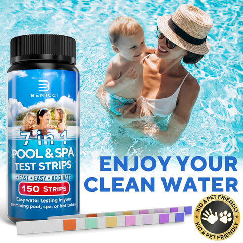 Benicci hardness reading indicates mineral content in spa water.