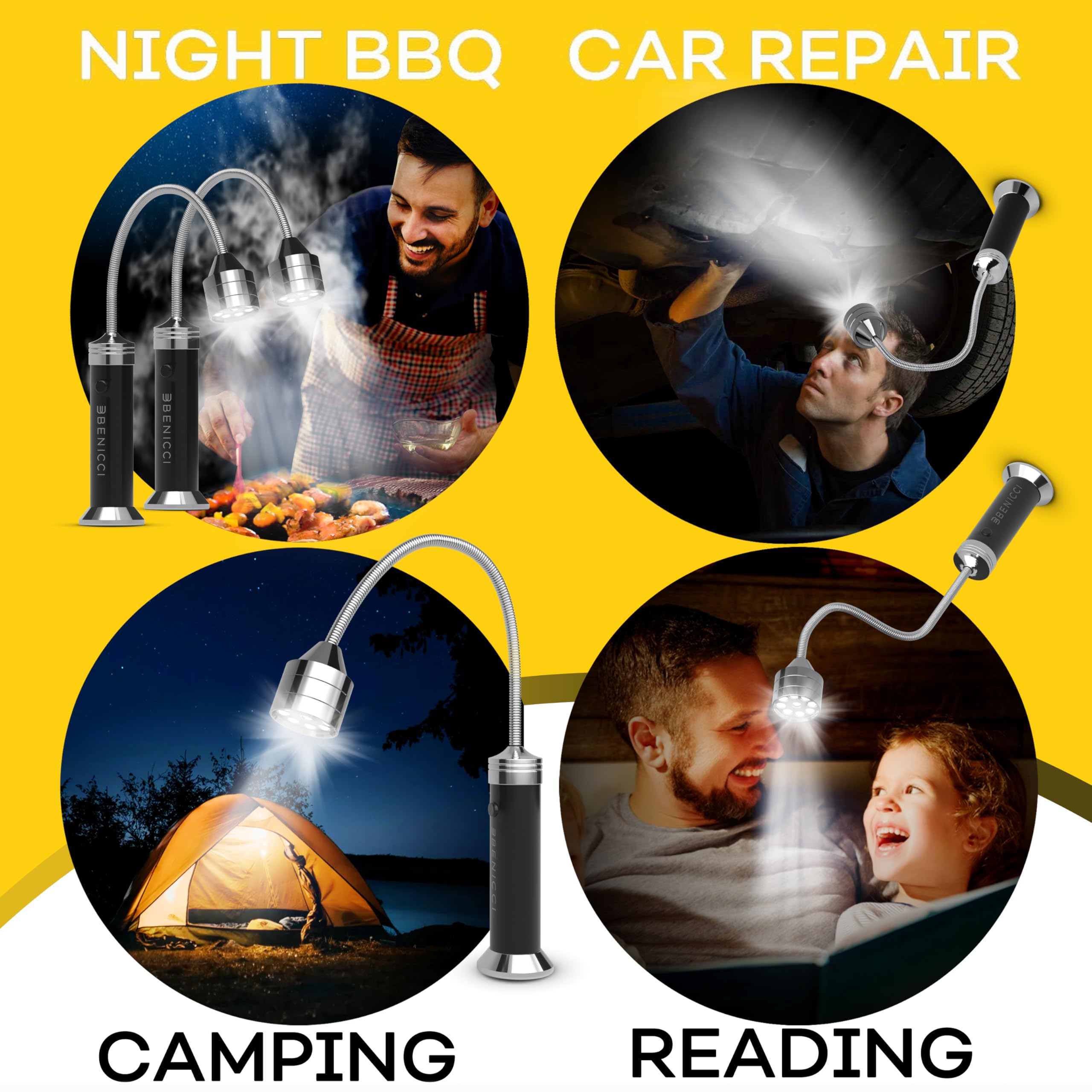 Benicci portable grill light suitable for camping and outdoor cooking scenarios.