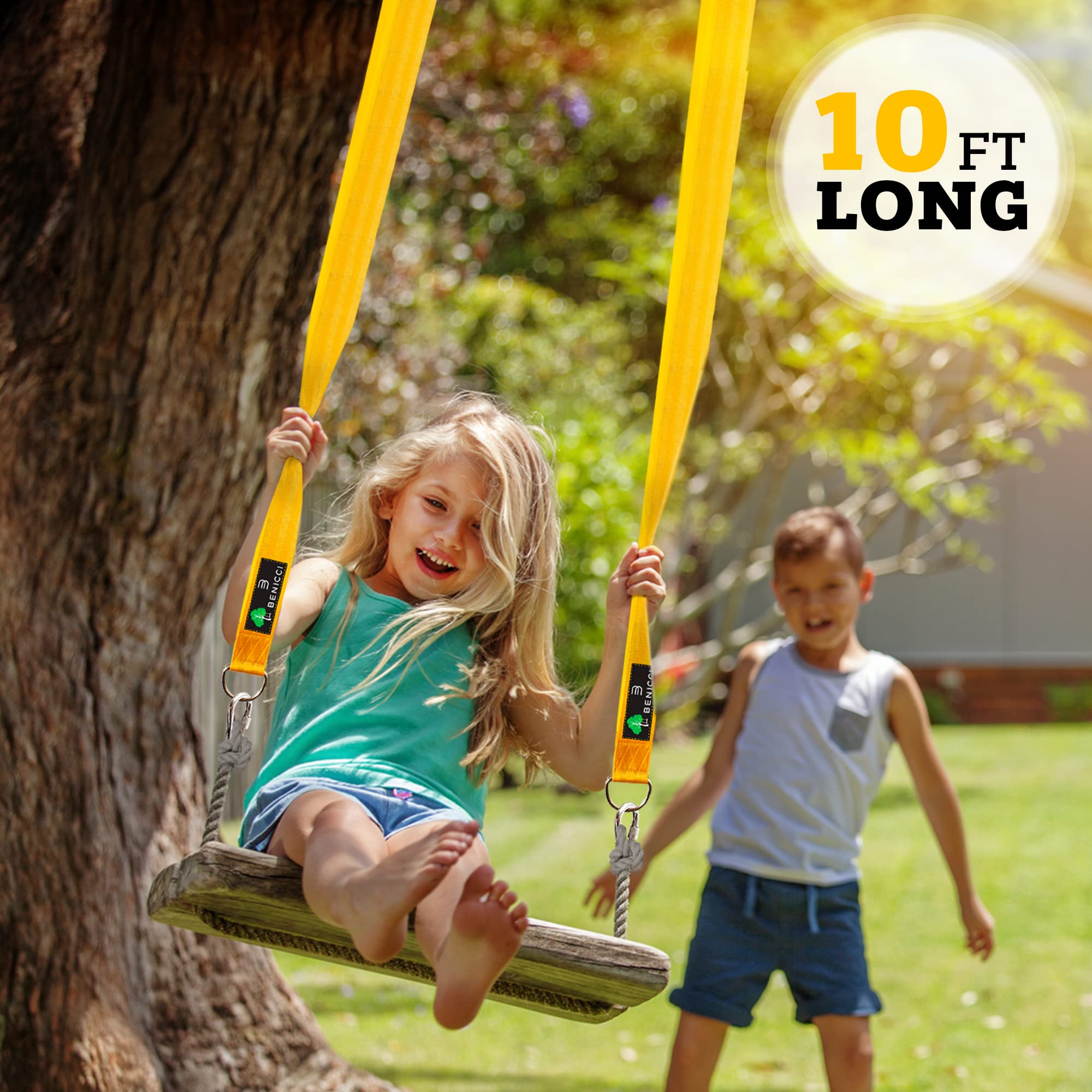 Benicci safe-tree-swing-hanging-kit-carabiners-2x ensures secure attachment with high strength.