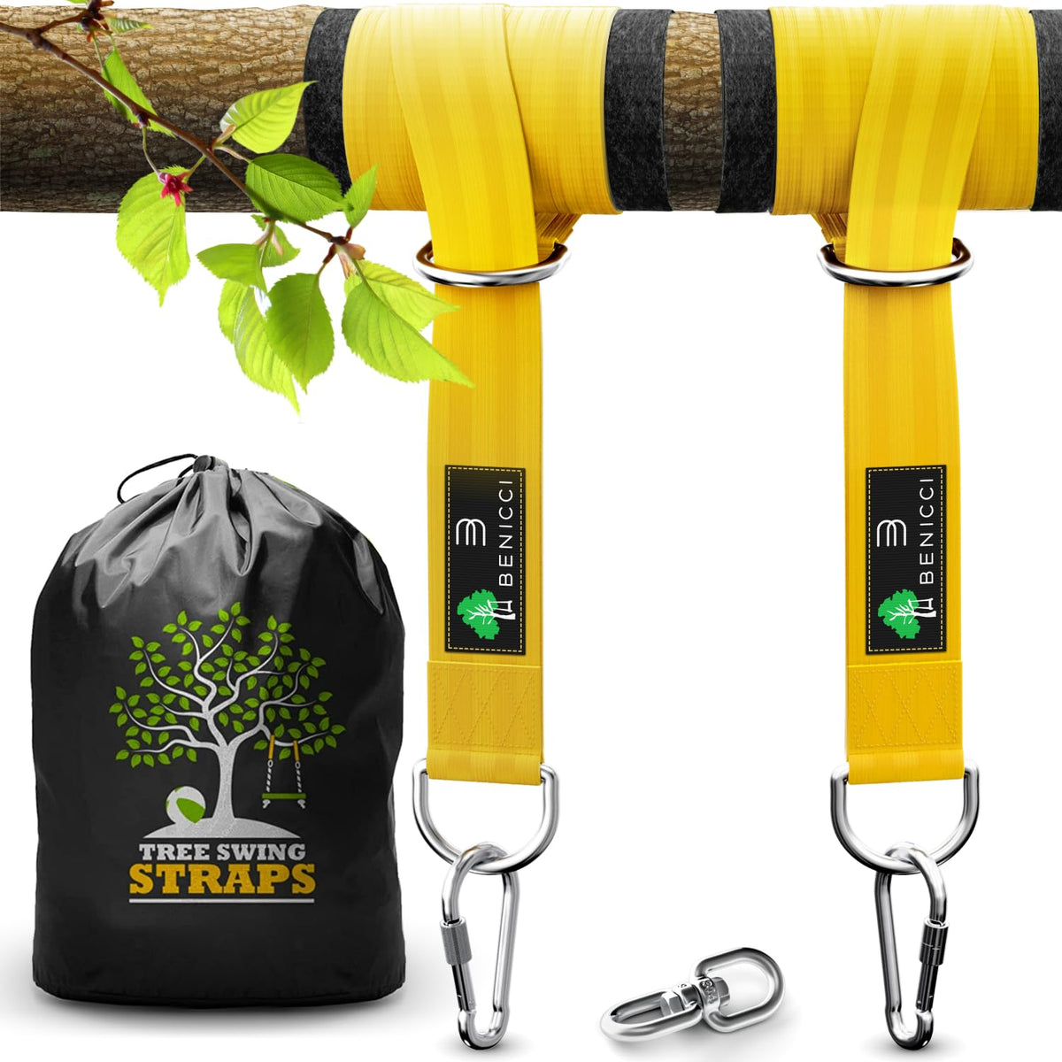Benicci safe-tree-swing-hanging-kit-strap-10ft provides strong outdoor swing support.