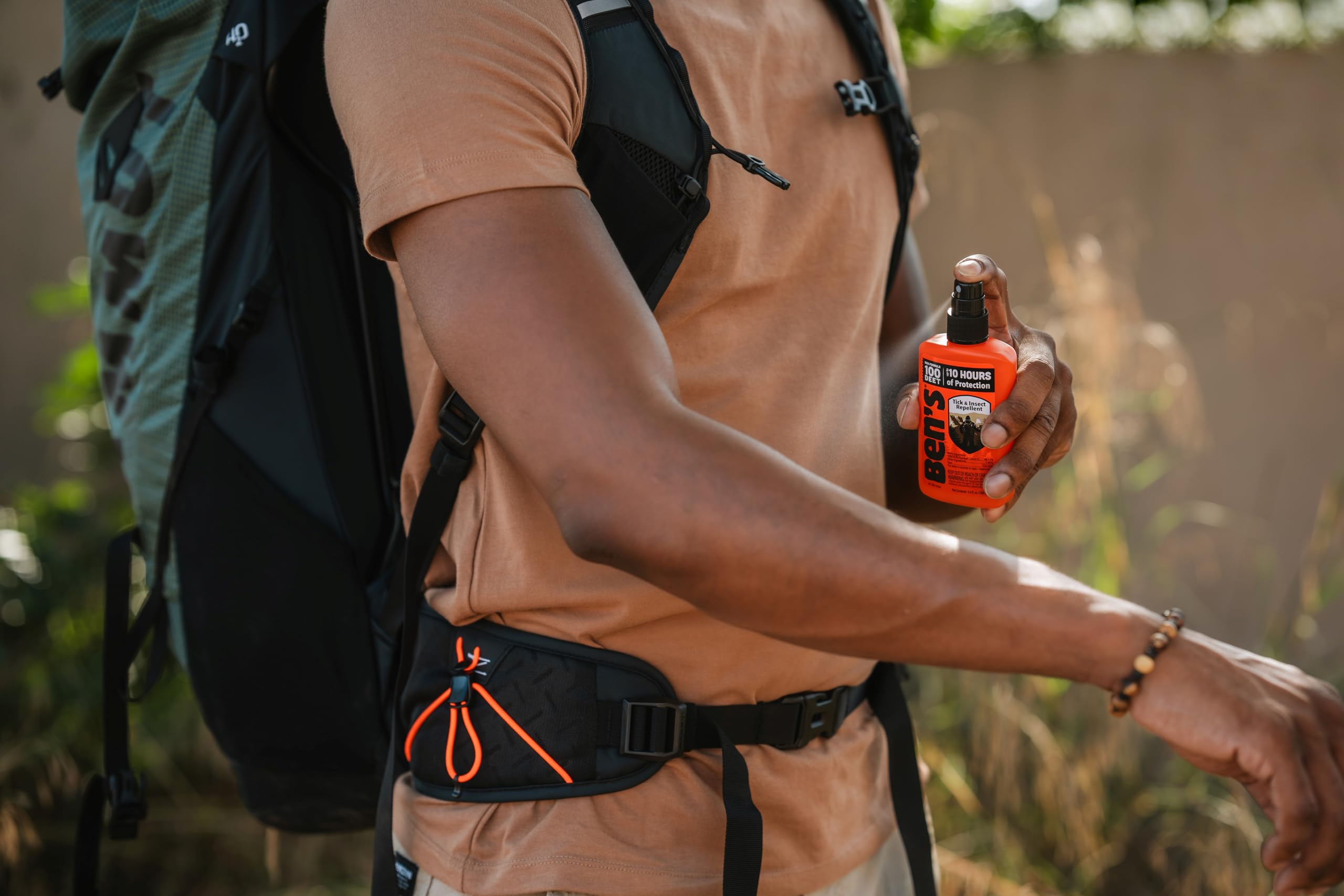 Lightweight 3.4 fl oz Ben's bottle fits in any pack.
