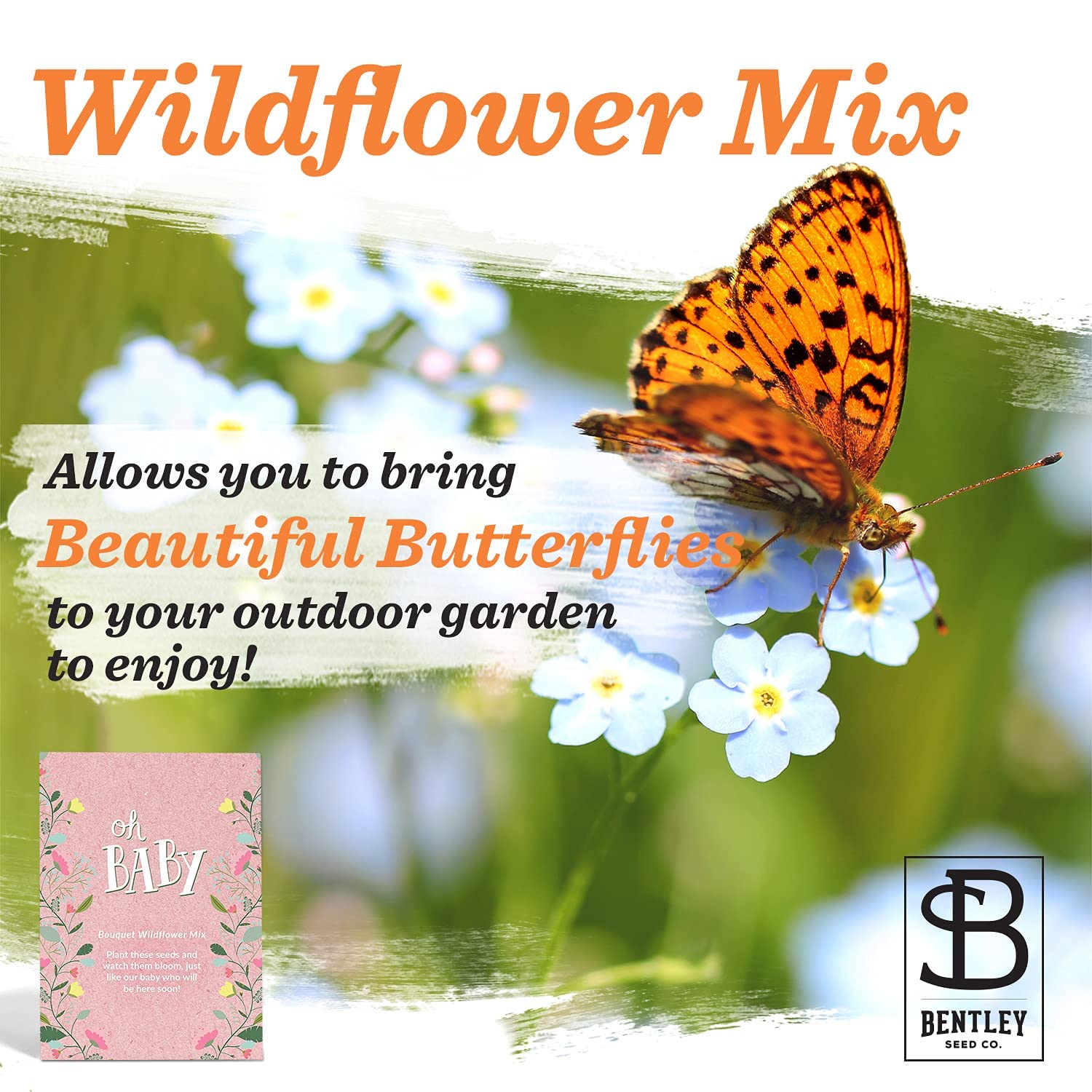 Bentley Seed Co. Baby shower favors with wildflowers create a sustainable keepsake.