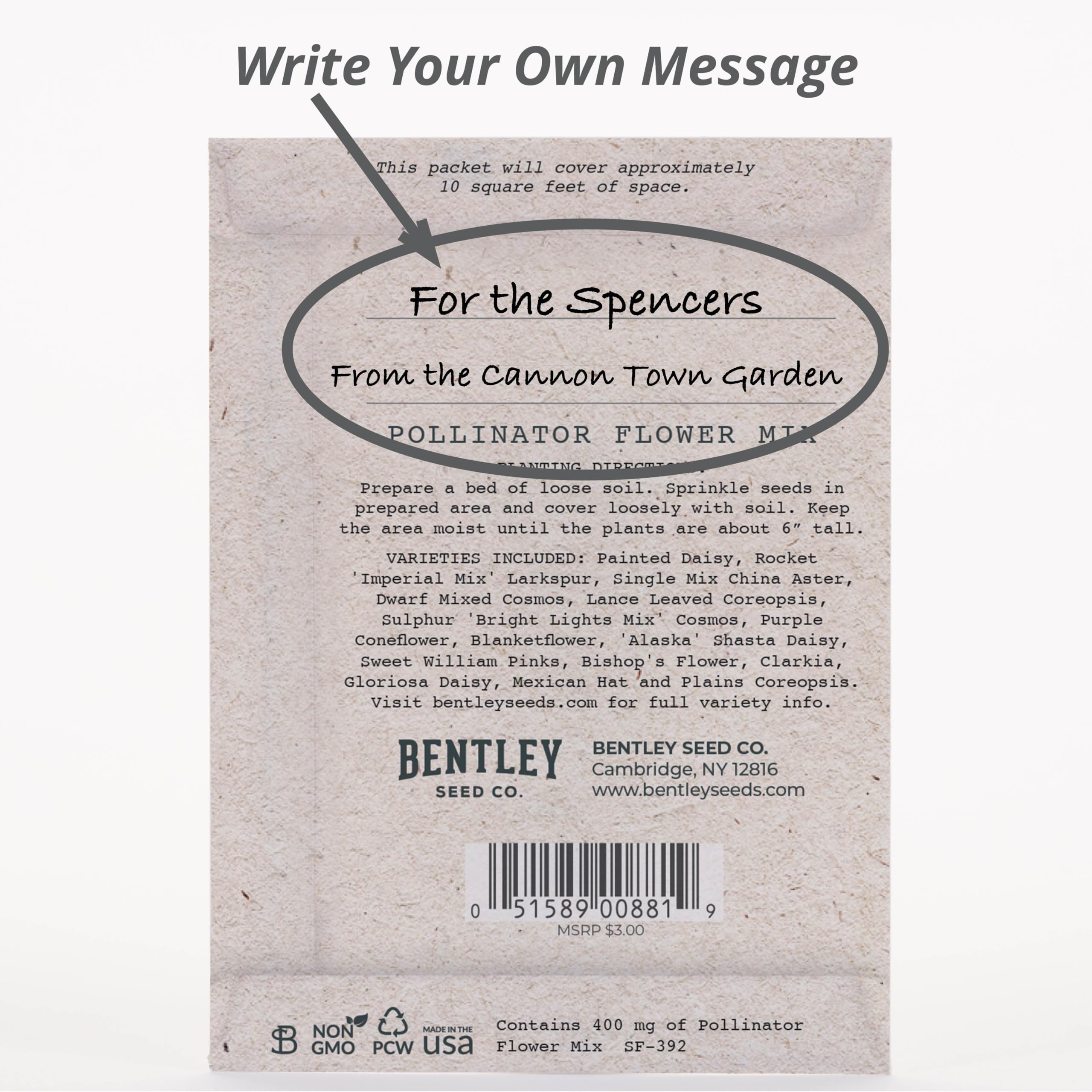 Bentley Seed Co. Backyard pollinator habitat seeds invite hummingbirds, bees, and butterflies.