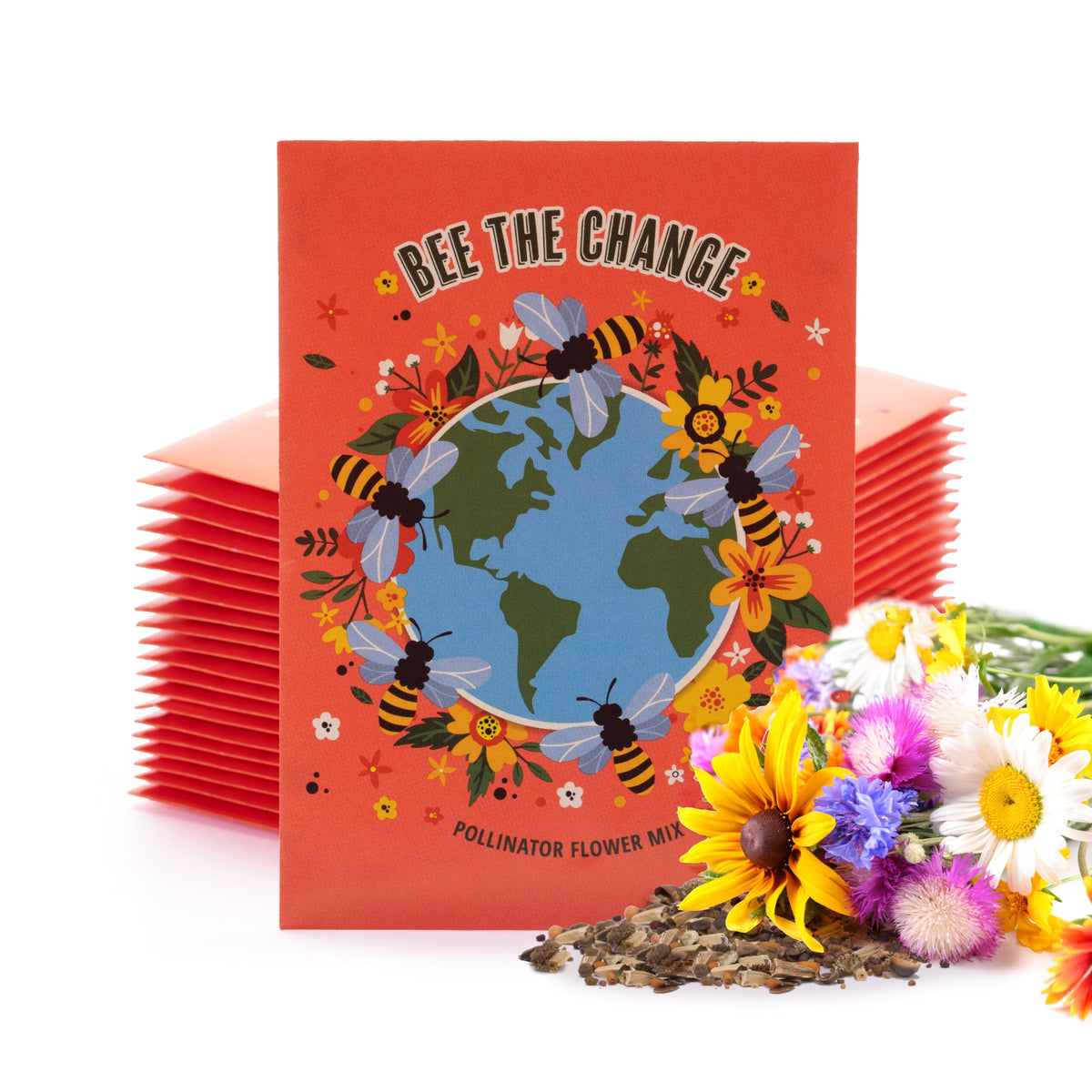 Bentley Seed Co. Bee The Change front packet design boosts pollinator awareness