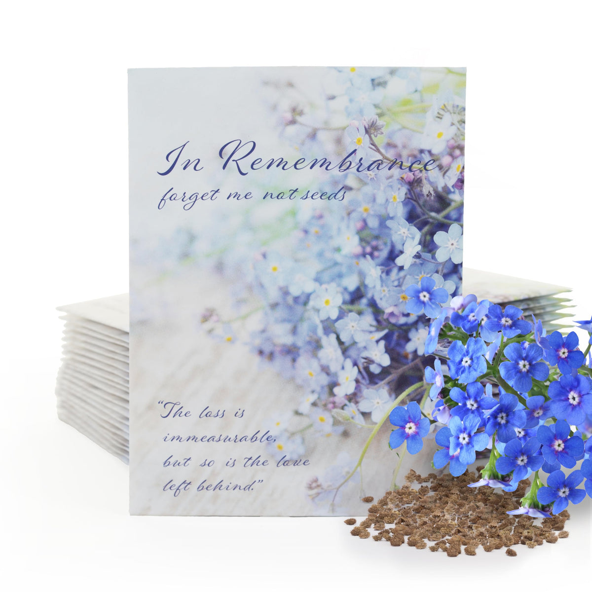 Bentley Seed Co. Forget-Me-Not seed packet ready for planting in memory garden.