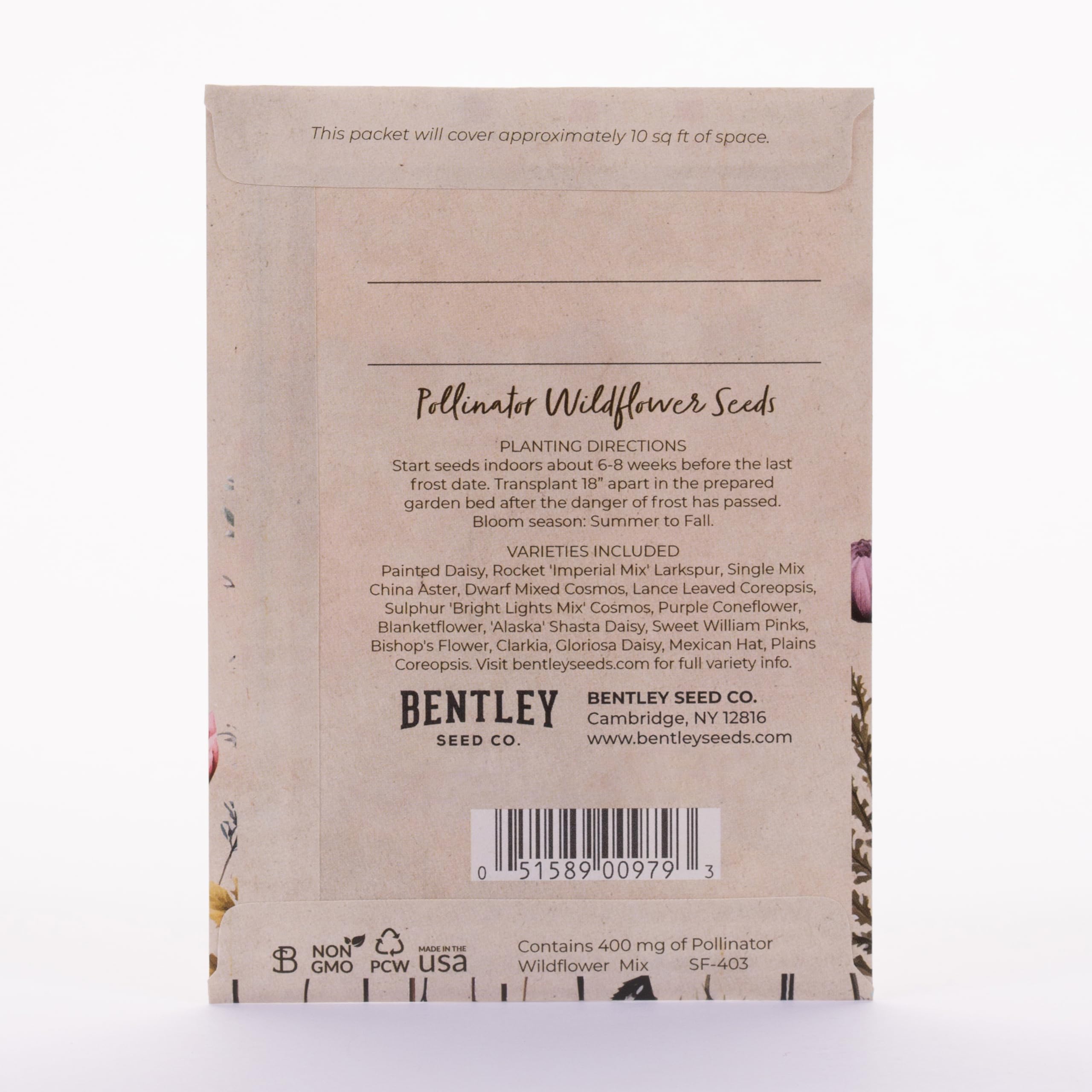 Full-sun wildflower mix designed to attract pollinators