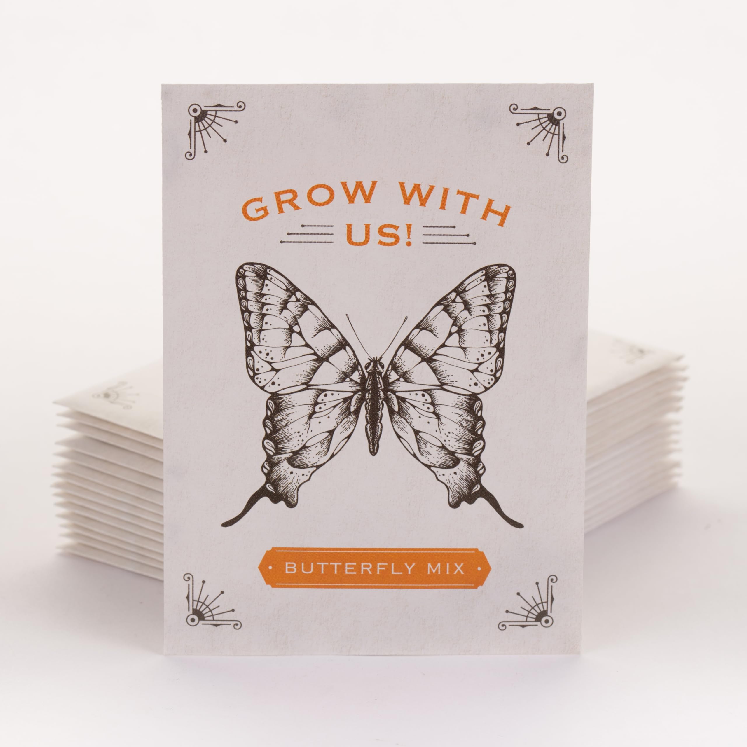 Bentley Seed Co butterfly mix packets back view with space for a message.