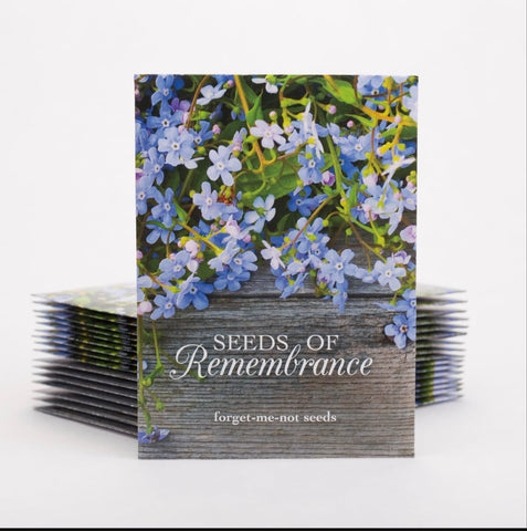 Bentley Seed Co. memorial favor envelope ready for guest gifts at services.